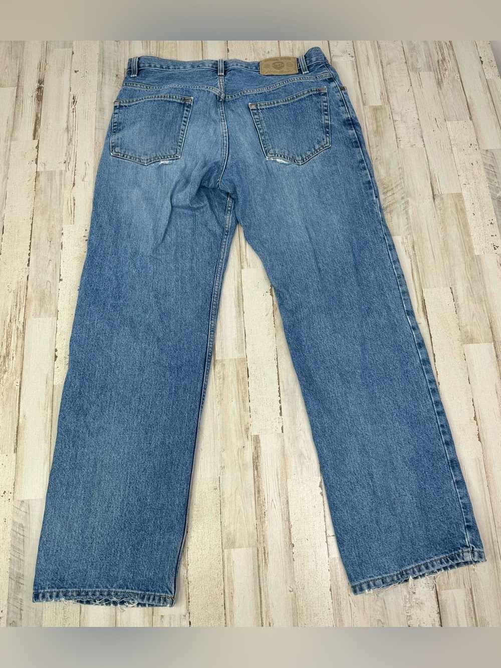 Vintage Eddie Bauer Jeans Mens 34x32 Straight Fit Y2K Medium Wash Blue Denim - Picture 8 of 10